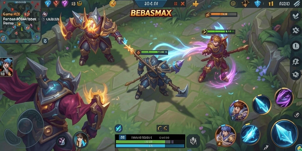 Tampilan gameplay seru dalam pertarungan di arena BEBASMAX.