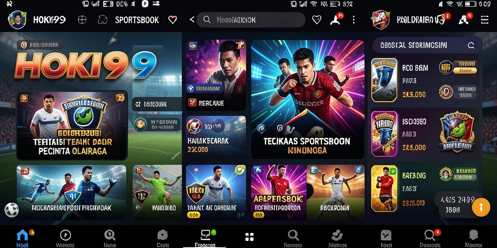 Tampilan antarmuka HOKI99 menampilkan fitur Sportsbook yang menarik.