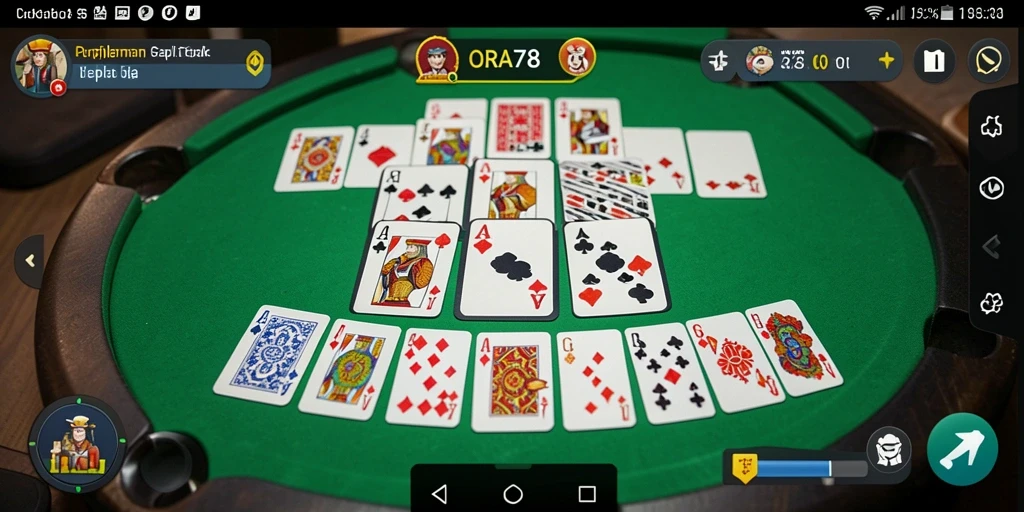 Tampilan gameplay seru ORA78 dalam permainan Gaple.