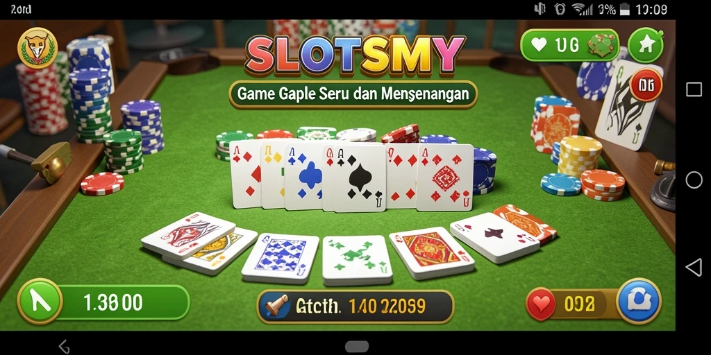 Screenshot utama SLOTSMY menampilkan gameplay Gaple yang seru.
