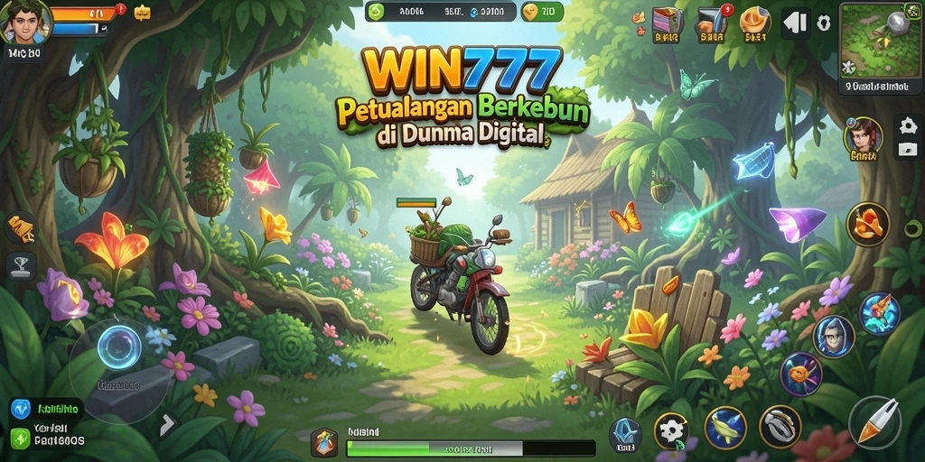 Screenshot gameplay WIN777 menunjukkan keseruan bertani di ladang digital.